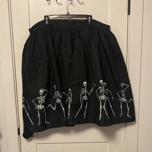 Unique Vintage Black Skeleton A-Line Skirt